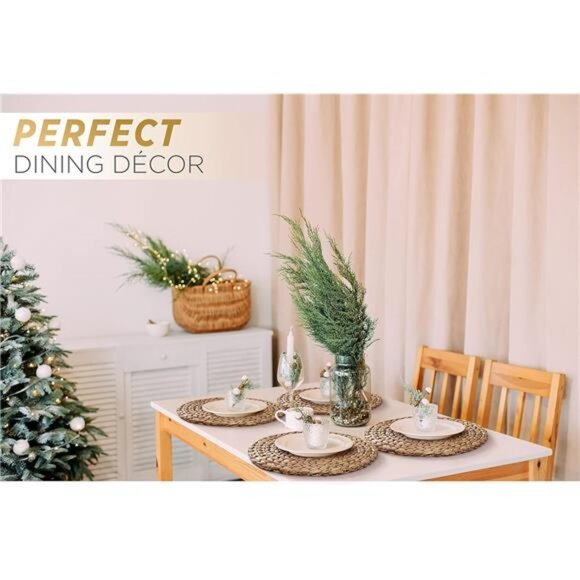 Woven Placemats Set of 10, Brown Round Rattan, Wicker Water Hyacinth - Picture 4 of 6